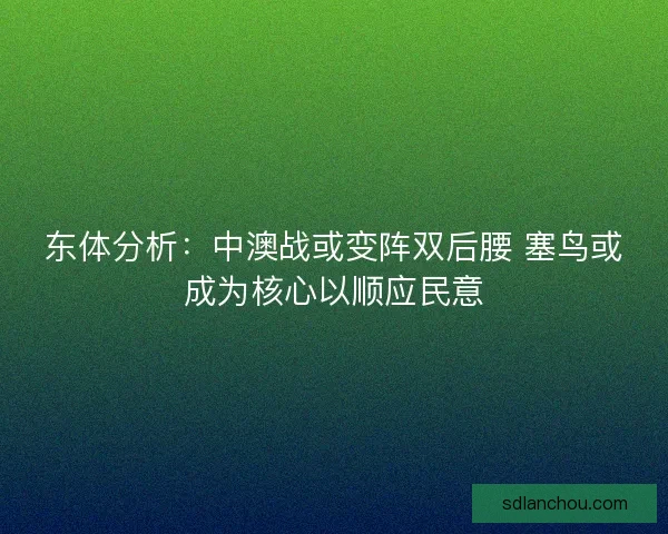 东体分析:中澳战或变阵双后腰 塞鸟或成为核心以顺应民意 东体分析:中澳战或变阵双后腰 塞鸟或成为核心以顺应民意