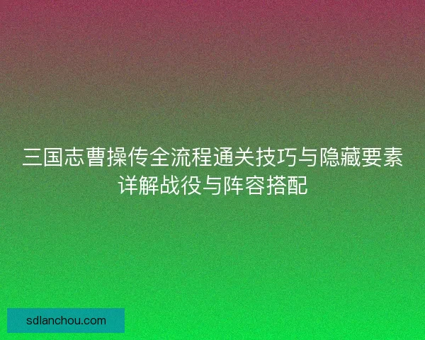 三国志曹操传全流程通关技巧与隐藏要素详解战役与阵容搭配 三国志曹操传全流程通关技巧与隐藏要素详解战役与阵容搭配