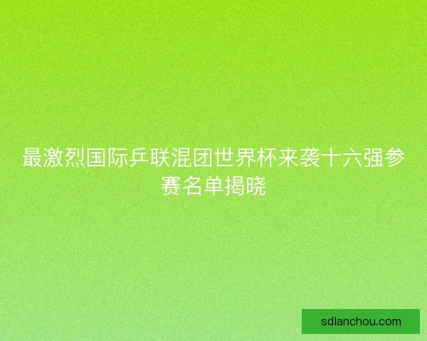 最激烈国际乒联混团世界杯来袭十六强参赛名单揭晓