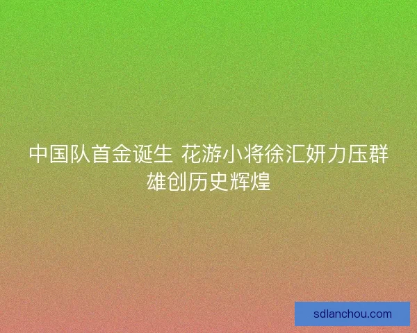 中国队首金诞生 花游小将徐汇妍力压群雄创历史辉煌