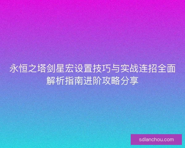 永恒之塔剑星宏设置技巧与实战连招全面解析指南进阶攻略分享