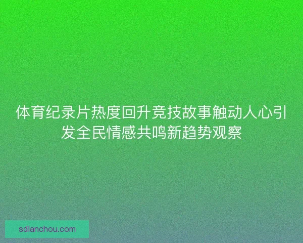 体育纪录片热度回升竞技故事触动人心引发全民情感共鸣新趋势观察 体育纪录片热度回升竞技故事触动人心引发全民情感共鸣新趋势观察
